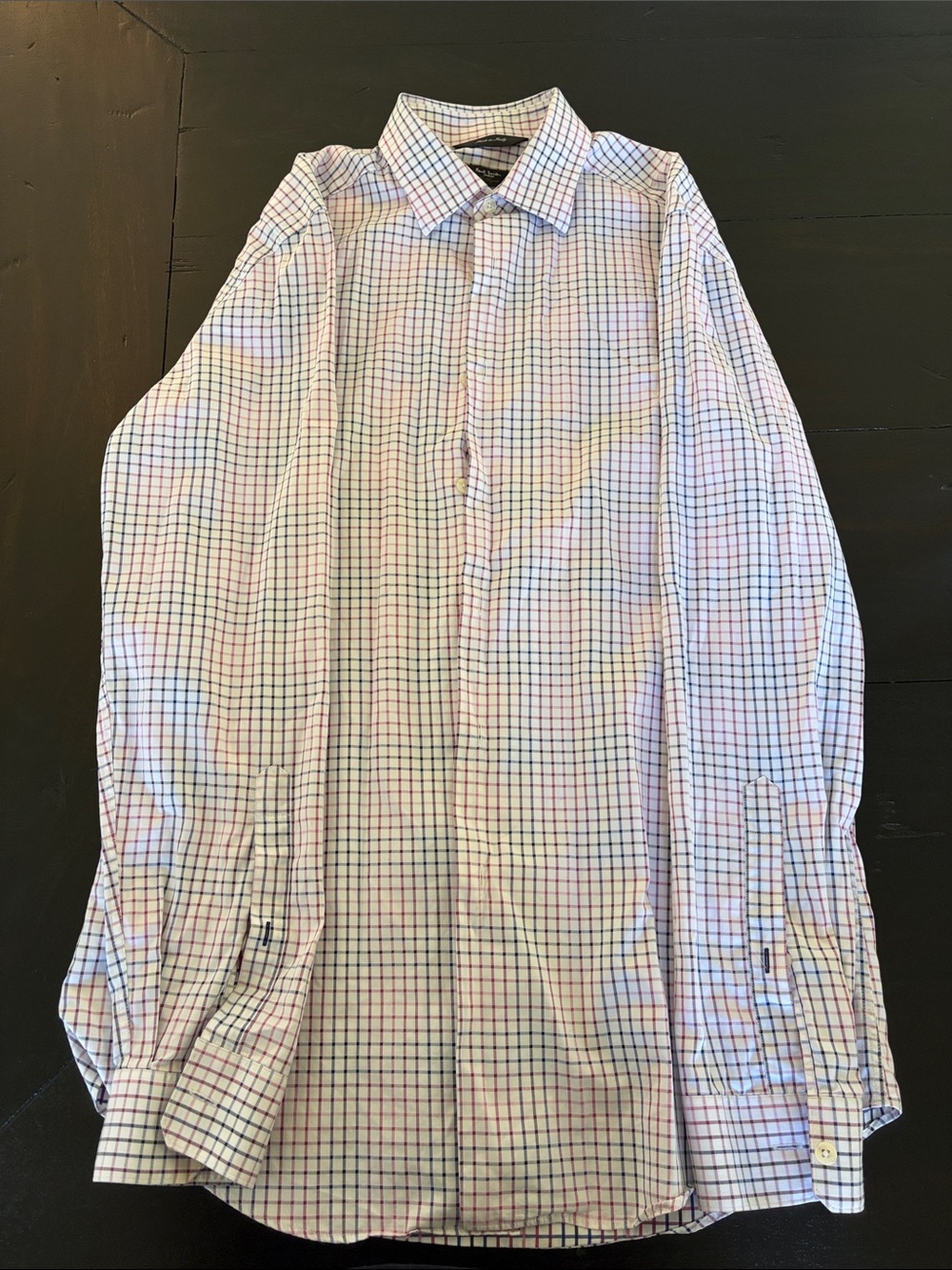 Paul Smith London White Dress Shirt with Blue & Red Check